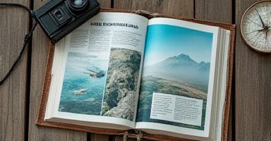 Reisiblogi avatud lehega, taustal maailmakaart