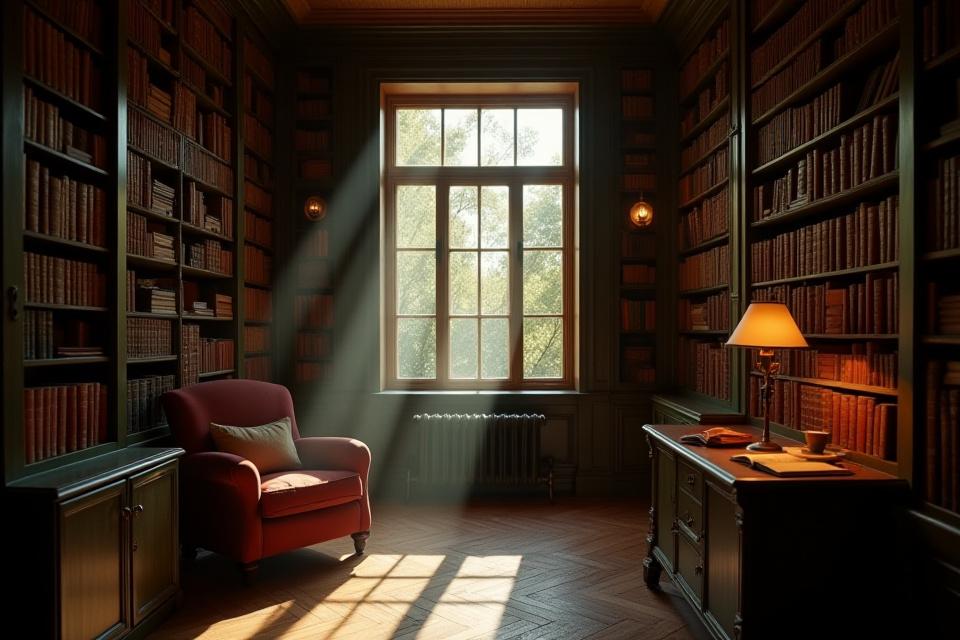 Hubane lugemissaal rikkaliku raamatukoguga