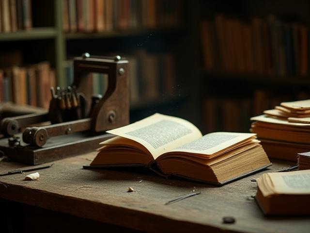 Meistrikoda, kus restaureeritakse vanu raamatuid, näha on antiikseid köitmisvahendeid ja laegasid