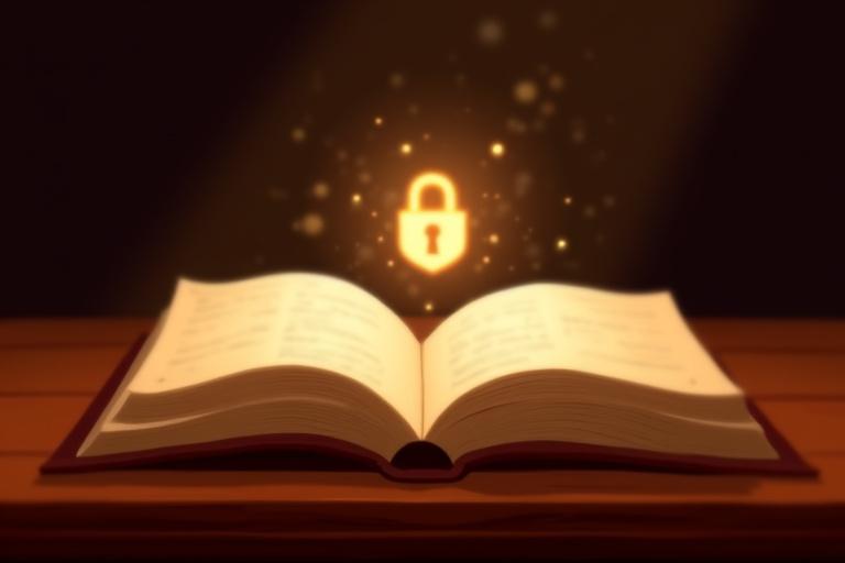 Stiliseeritud pilt avatud raamatust, mille kohal hõljuvad privaatsusikoonid (lukk, kilp).