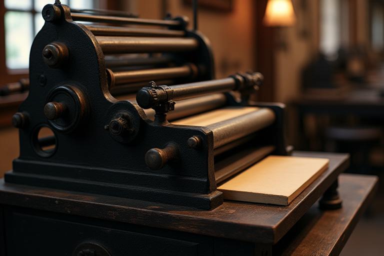 Antiikne trükipress ajaloolises töökojas