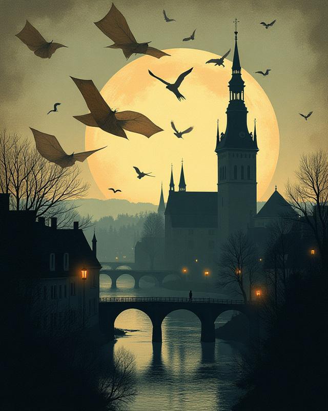 Raamatu 'Vananenud Leheküljed' kaanekujundus, mis kujutab vana Tallinna siluetti ja lendavaid lehti, vintage stiilis